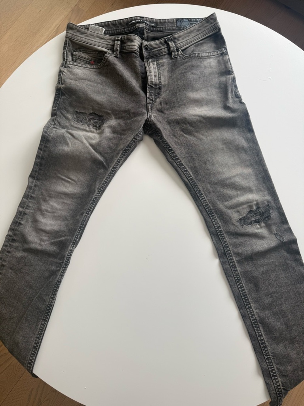 Diesel Men's Black Gray Skinny Distressed Jeans